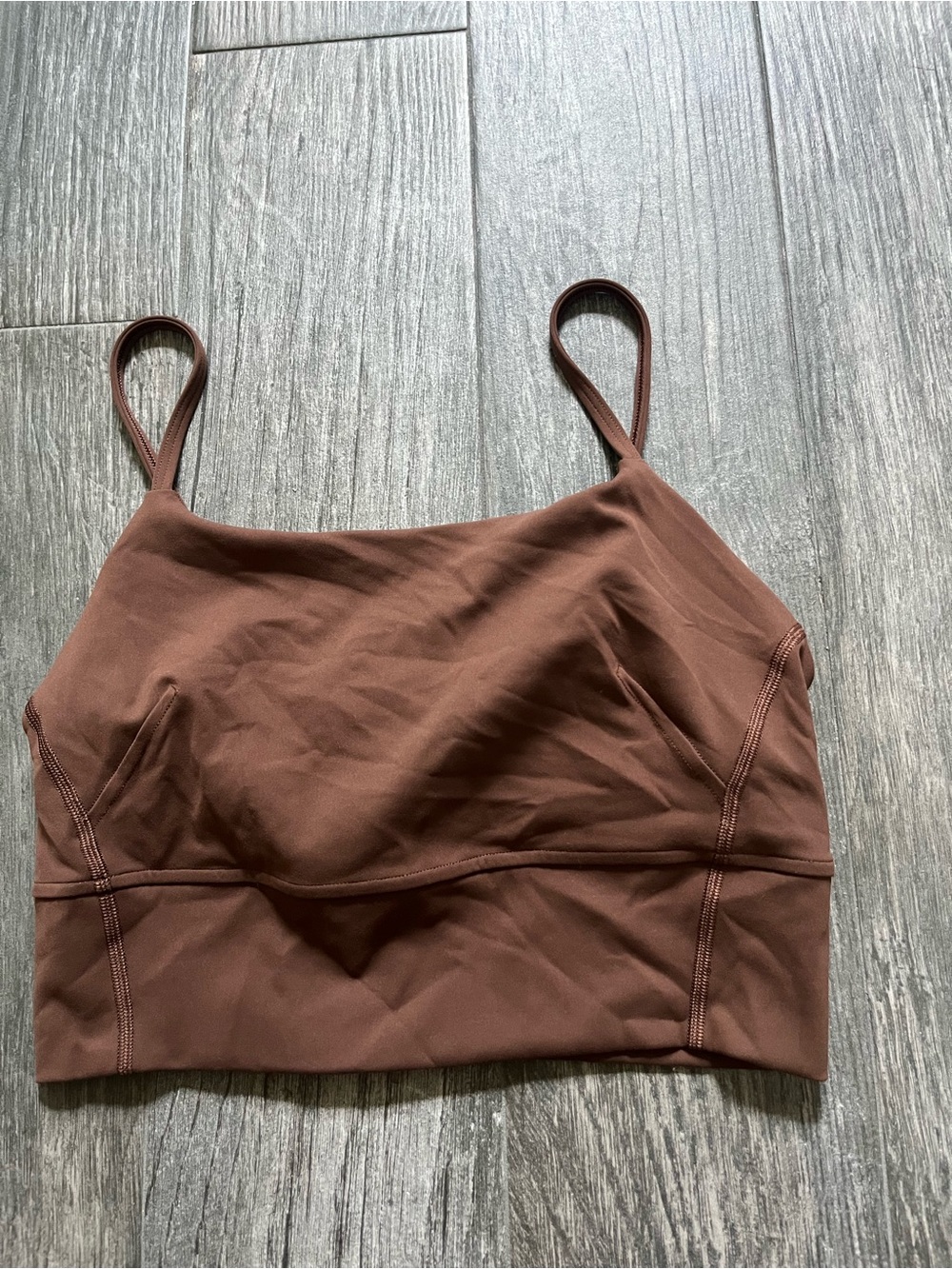 Lululemon brown wunder train long line tank size 6